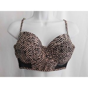 Xhilaration Bikini Top Large Women's Underwire Pink, Black Swim Top Size Large